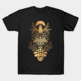 Mushroom forest damask gold T-Shirt